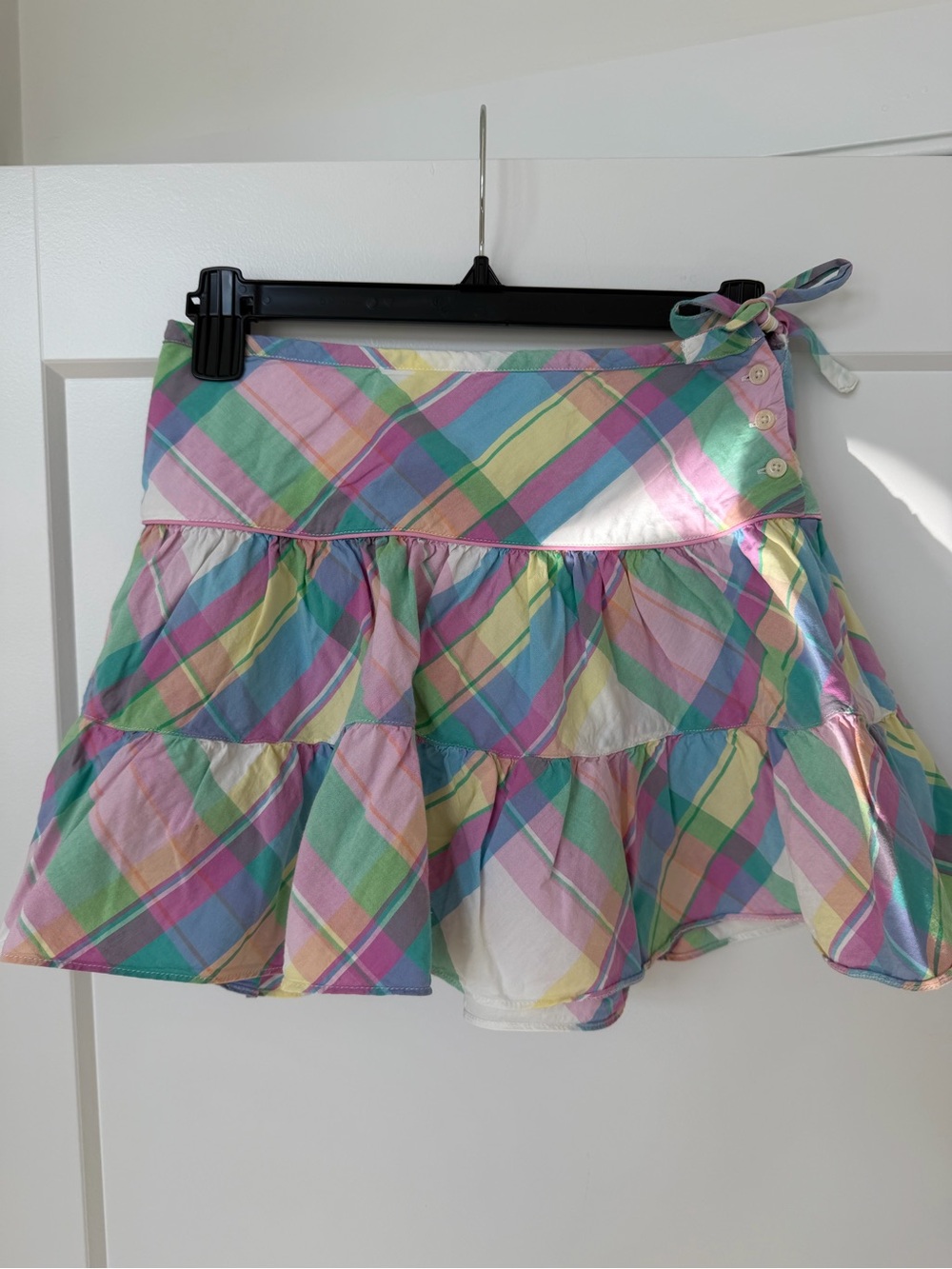 Ralph Lauren Girl’s Pastel Plaid Tiered Mini Skirt Size 14 - Bx2